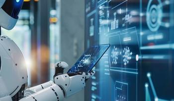 robot looking at screen